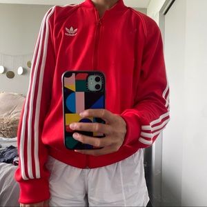 red and white adidas jacket